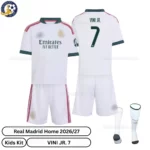 Real Madrid Home Kids Kit 26_27-over view-VINI JR. 7