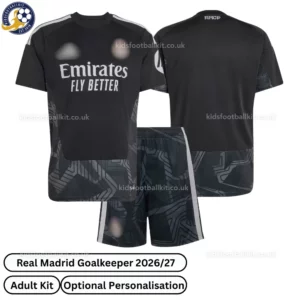 Real Madrid goalkeeper adult kit 26_27-over view-black