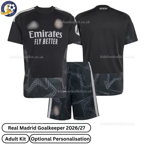 Real Madrid goalkeeper adult kit 26_27-over view-black