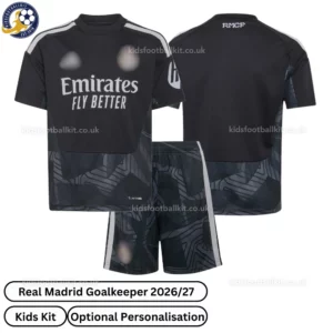 Real Madrid goalkeeper kids kit 26_27-over view-black