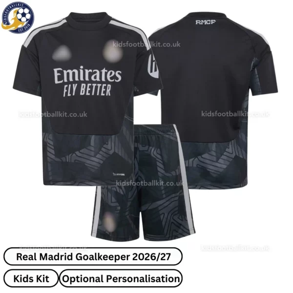 Real Madrid goalkeeper kids kit 26_27-over view-black