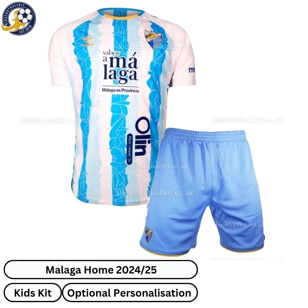 Malaga Home Kids Football Kit 2024/25 (No Socks)