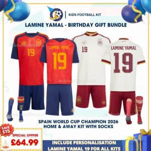 spain home and away kids kit 26-LAMINE YAMAL 19