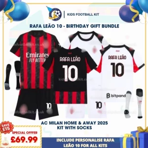 AC Milan home & away Kids Football Kit 25_26 - RAFA LEÃO 10-p