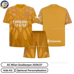 Ac Milan Goalkeeper kids kit 26_27-over view-Gold