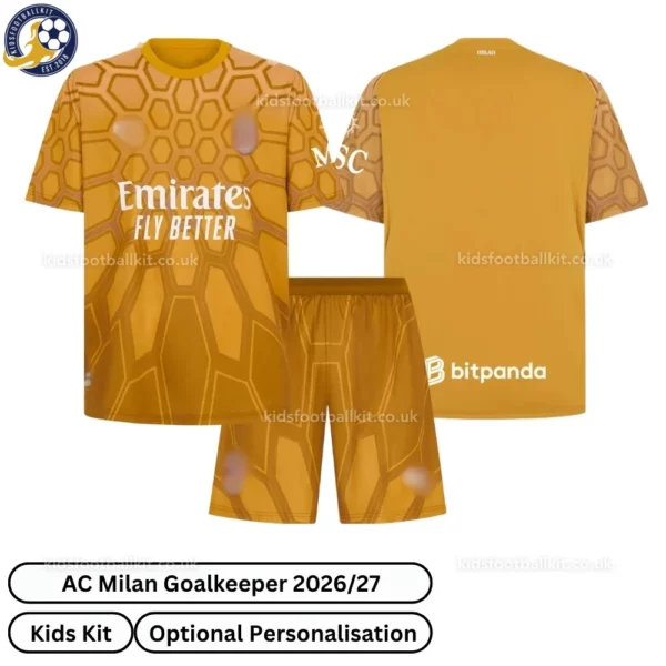 Ac Milan Goalkeeper kids kit 26_27-over view-Gold