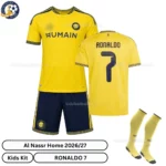 Al Nassr Home Kids Kit 26_27-over view with socks-RONALDO 7