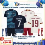 Al Nassr and SPAIN away kids kits 2026-RONALDO 7 and LAMINE YAMAL 19-p