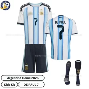Argentina-Home-Kids-Football-Kit-2026-DE-PAUL-7-over-view-with-socks-re