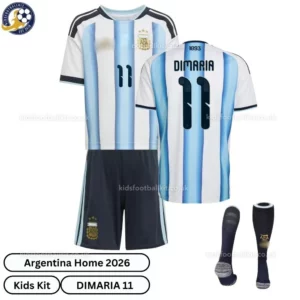 Argentina-Home-Kids-Football-Kit-2026-DIMARIA-11-over-view-with-socks-re
