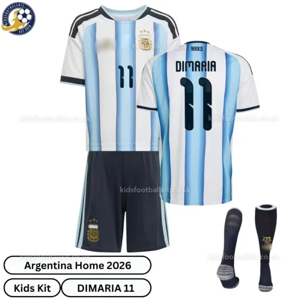 Argentina-Home-Kids-Football-Kit-2026-DIMARIA-11-over-view-with-socks-re