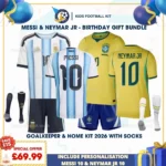 Argentina and Brazil home kids kits 2026-MESSI 10 and NEYMAR JR 10-p