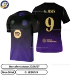 Barcelona Away Men Shirt 26_27-over view-G. JESUS 9