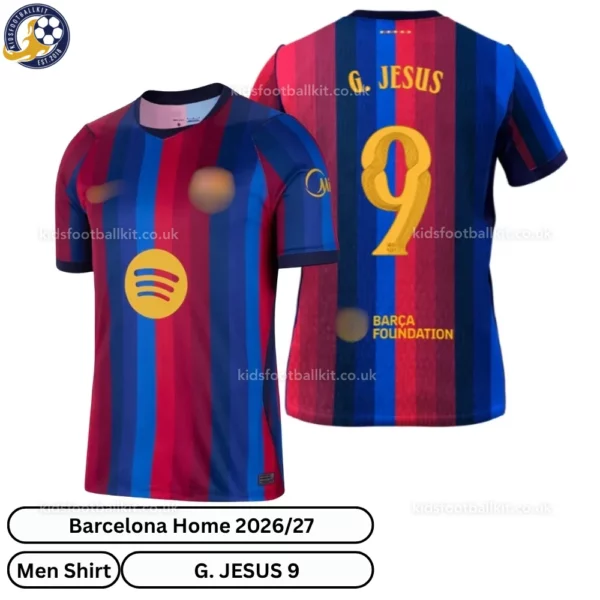 Barcelona Home Men Shirt 26_27-over view-G. JESUS 9