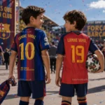 Barcelona and Spain Home Kids Kit 2026 - LAMINE YAMAL 10 and LAMINE YAMAL 19-image