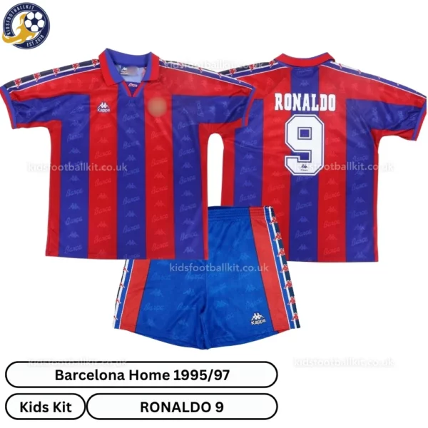 Barcelona home kids kit 1995_97-over view-RONALDO 9