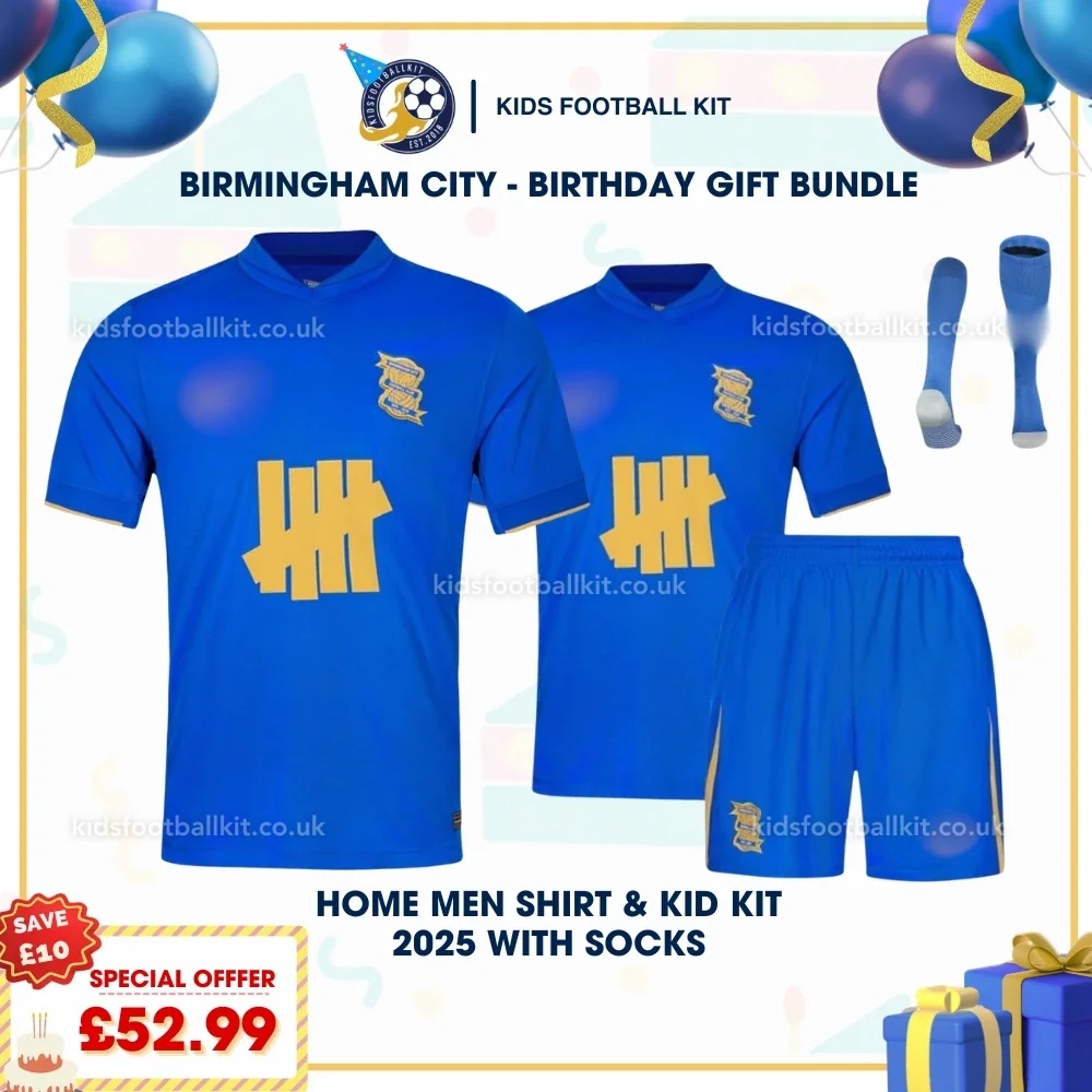 Birmingham City Birthday Gift Pack– Home Dad & Lionesses Son Kids Football Kit 2025/26 (With socks)