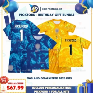 England Goalkeeper Kids Kits 2026 - PICKFORD 1-p