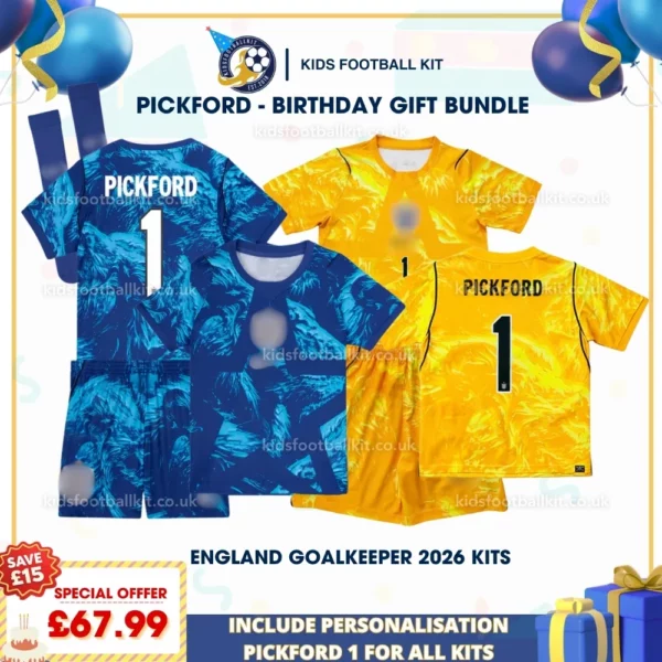 England Goalkeeper Kids Kits 2026 - PICKFORD 1-p