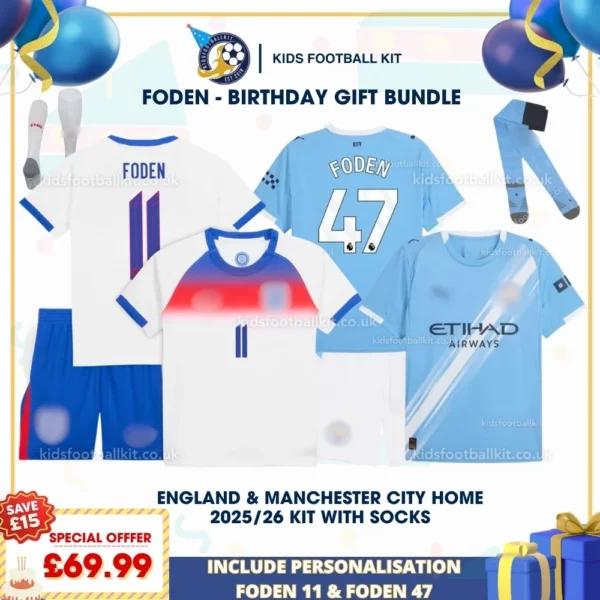 England Home & Manchester City Home 2025_26 - FODEN 11 & FODEN 47-p