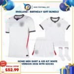 England Home men and kids kit 2026-white short-p