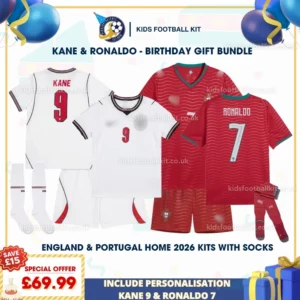 England and Portugal Home Kids Kits 2026 - KANE 9 and RONALDO 7-p