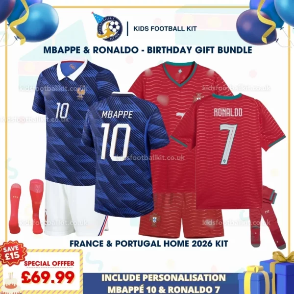 France Home & Portugal Home Kids Kits 2026 - MBAPPE 10 and RONALDO 7-p