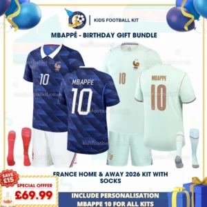 France Home and away kids kits 2026 - MBAPPE 10-p
