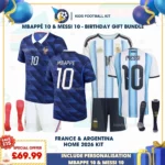 France and Argentina World Cup Home Kids Kit 2026_MBAPPE 10 and MESSI 10-p