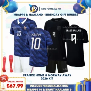 France home and Norway away Kids Kit 2026_MBAPPE 10 and BRAUT HAALAND 9-p