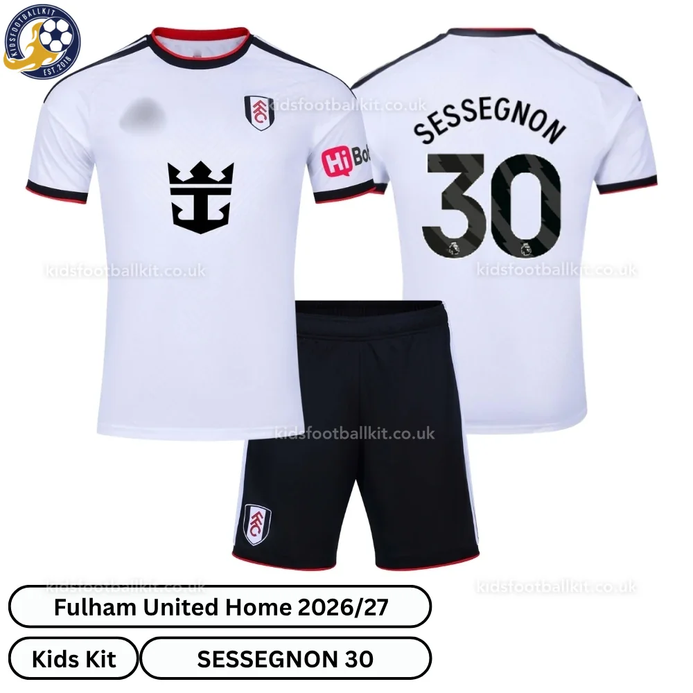 Fulham United Home Kids Football Kit 2026/27 – SESSEGNON 30 (No socks)