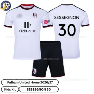 Fulham United home kids kit 26_27-over view-SESSEGNON 30