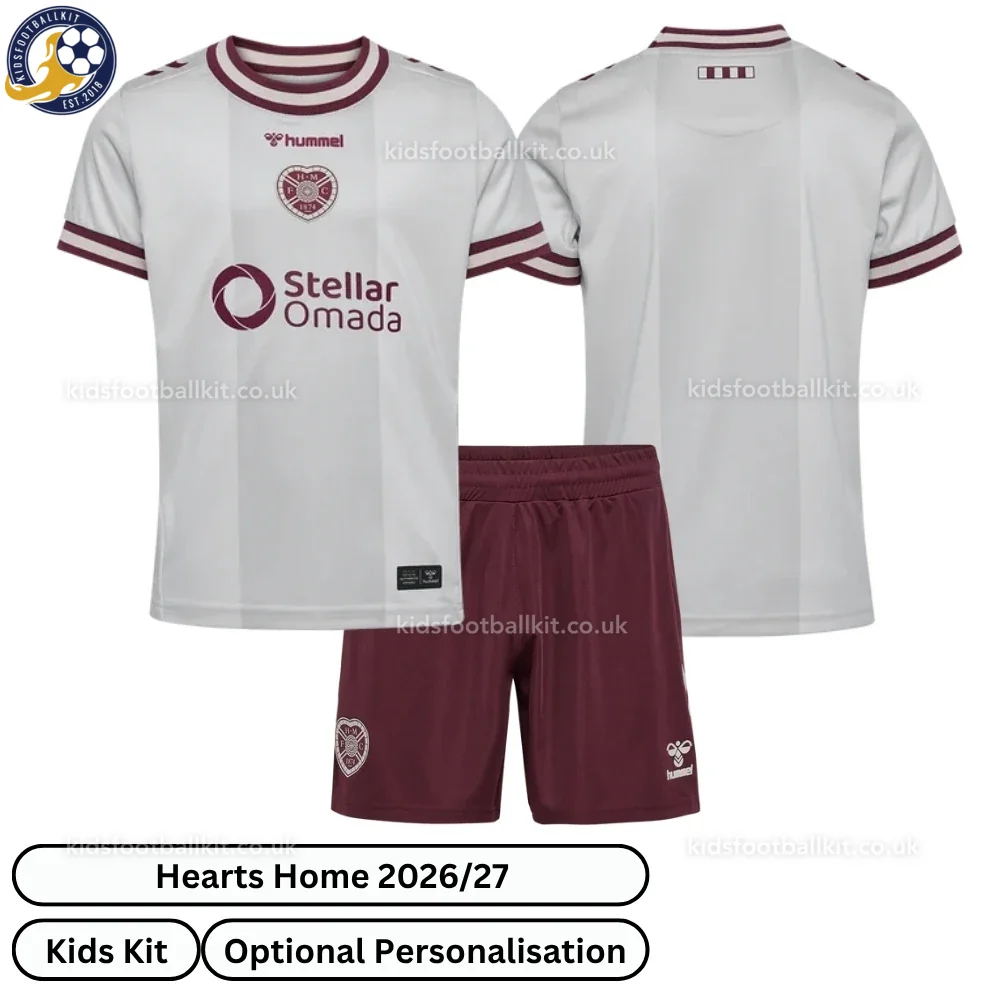 Hearts Away Kids Football Kit 2026/27 (No Socks)