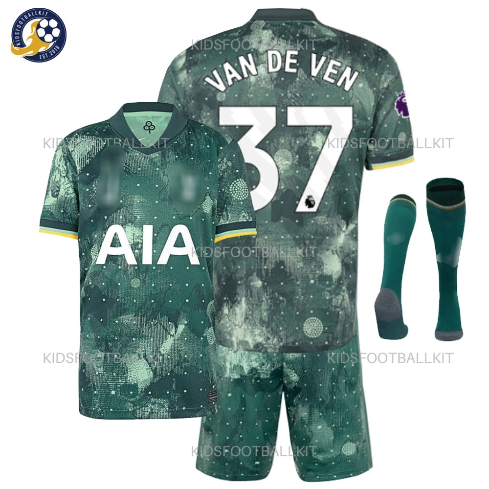 Tottenham Hotspur Third Kids Football Kit 2024/25 – VAN DE VEN 37 (With Socks)