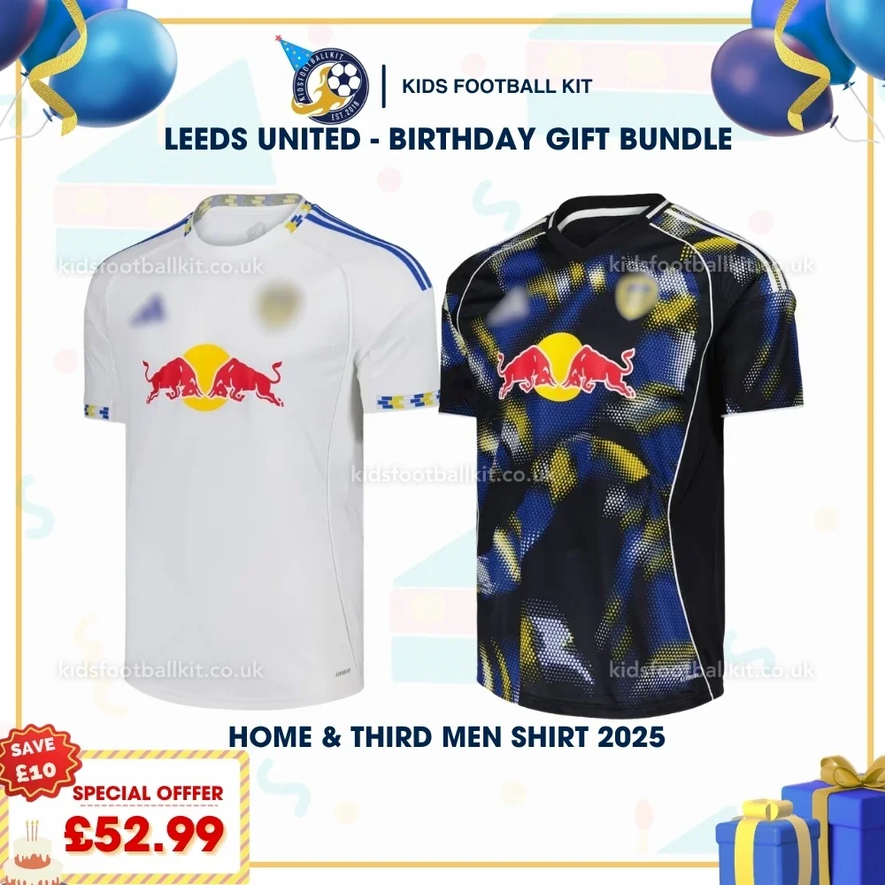 Leeds United Birthday Gift Pack – Home and Third Men Football Shirt 2025/26
