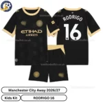 Manchester City Away Kids Kit 26_27-over view-RODRIGO 16