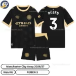 Manchester City Away Kids Kit 26_27-over view-RÚBEN 3