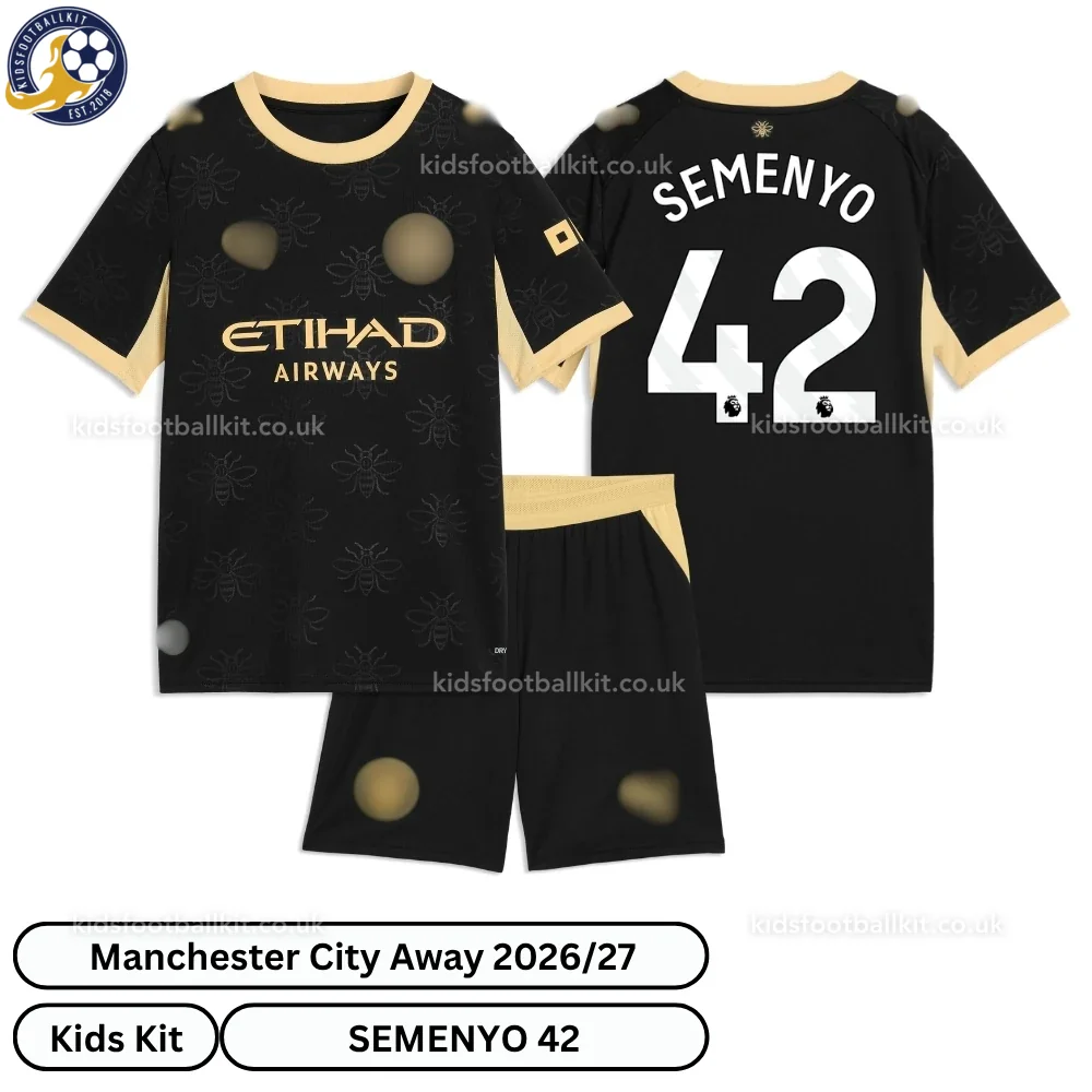 Manchester City Away Kids Football Kit 2026/27 – SEMENYO 42 (No Socks)