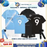 Manchester City Home & Away Kids Football Kit with socks 25_26 _ HAALAND 9-p