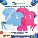 Manchester City Home & goalkeeper Kids Football Kit 25_26 _ Haaland 9 TRAFFORD 1-p