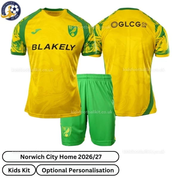 Norwich City Home Kids kit 26_27-over view