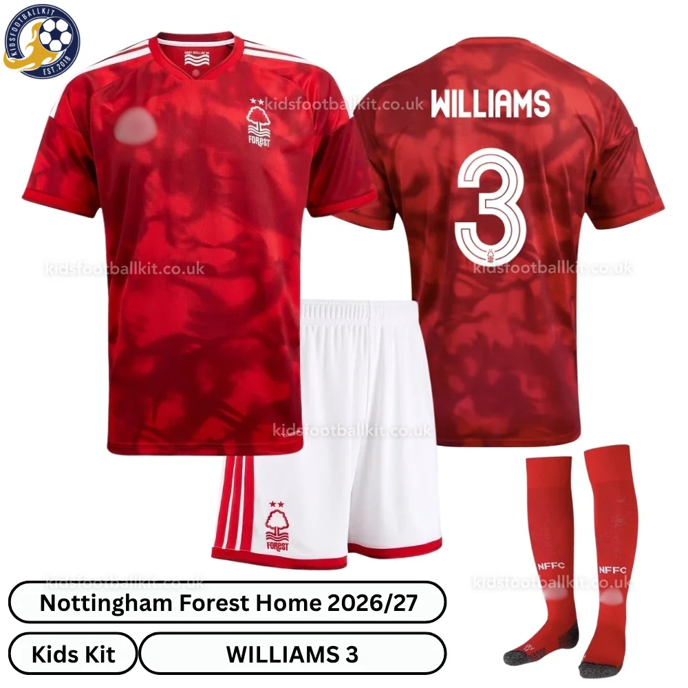 Nottingham Forest Home Kids Football Kit 2026/27 – WILLIAMS 3 (With socks)