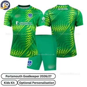 Portsmouth Goalkeeper Kids Kit 2026_27-over view