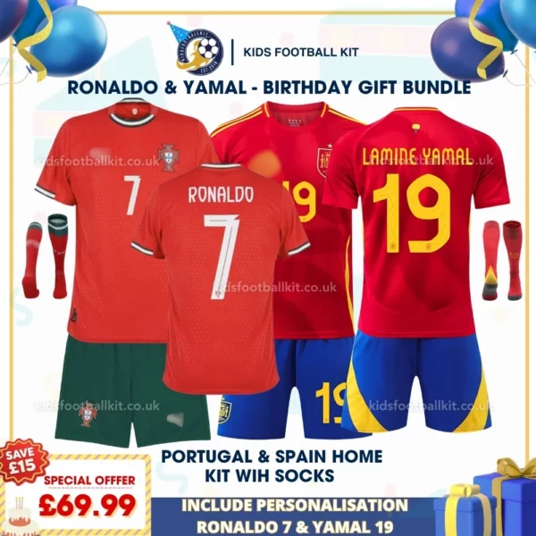 Portugal 25_26 & Spain 24_25 Home Kids Football Kit-p