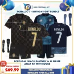 Portugal world cup SPECIAL EDITION & Al Nassr away Kids Football Kit 2026 with socks - RONALDO 7-p