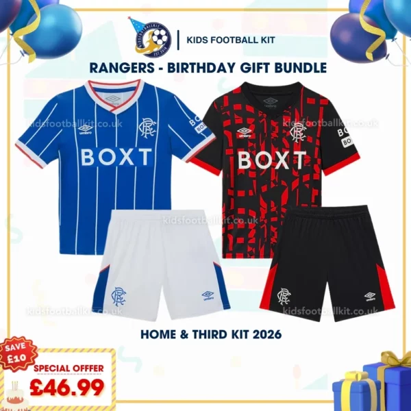 Rangers home and third kids kit 2026