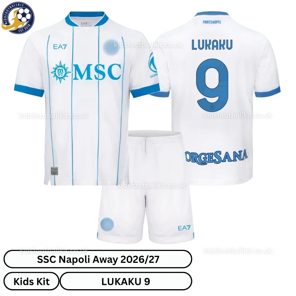 SSC Napoli Away Kids Football Kit 2026/27 – LUKAKU 9 (No socks)