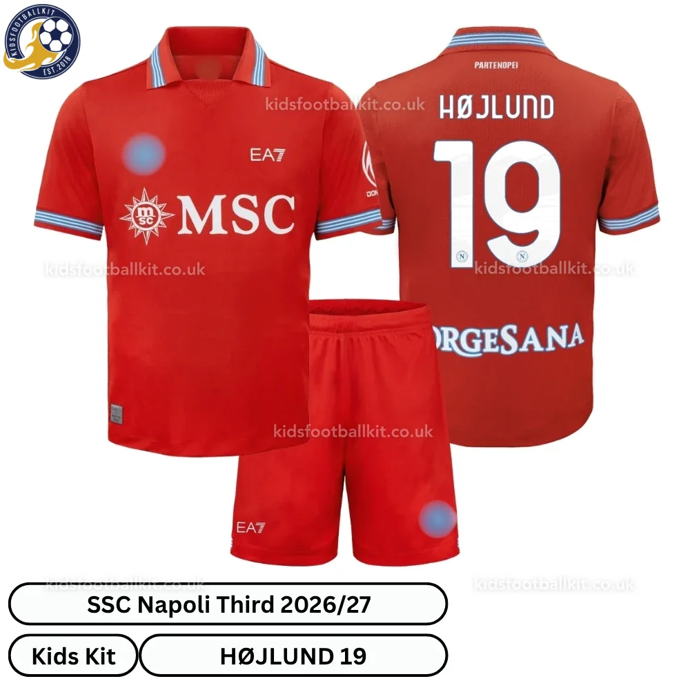 SSC Napoli Third Kids Football Kit 2026/27 – HØJLUND 19 (No socks)