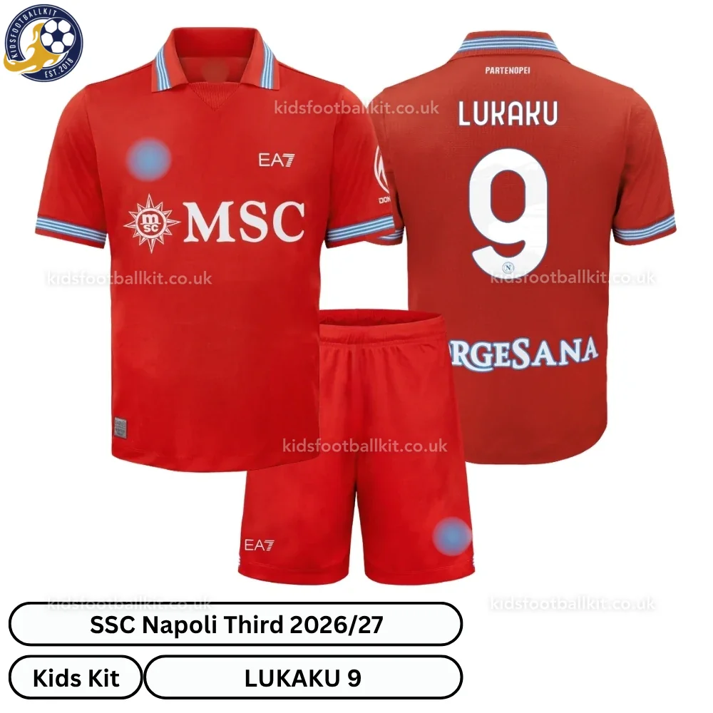 SSC Napoli Third Kids Football Kit 2026/27 – LUKAKU 9 (No socks)