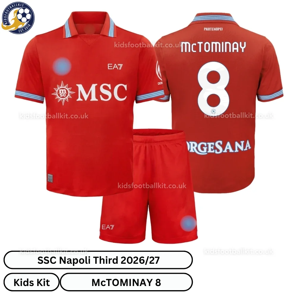 SSC Napoli Third Kids Football Kit 2026/27 – McTOMINAY 8 (No socks)